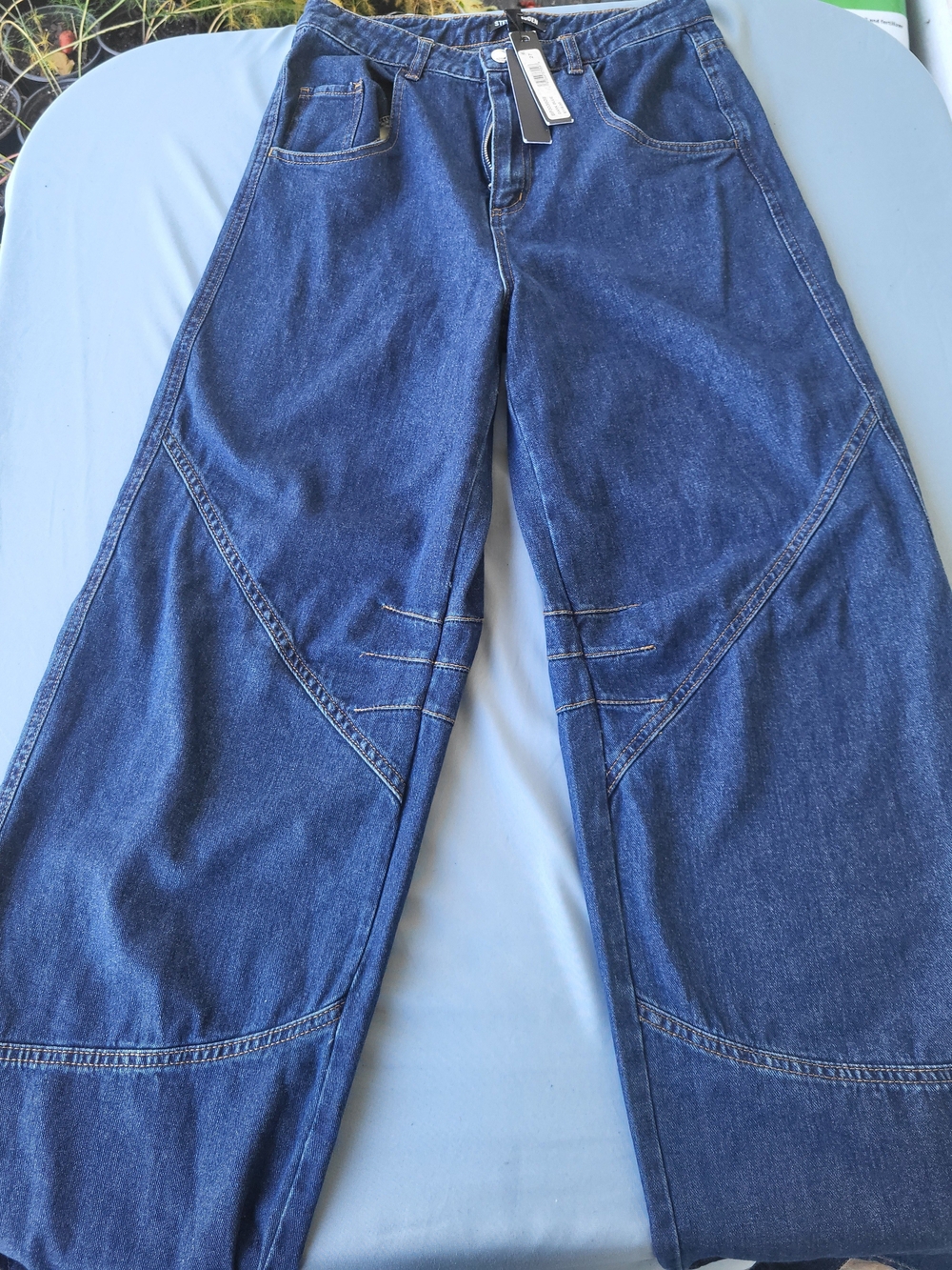 Steve Madden Dark Blue Wide-Leg Panel Jeans